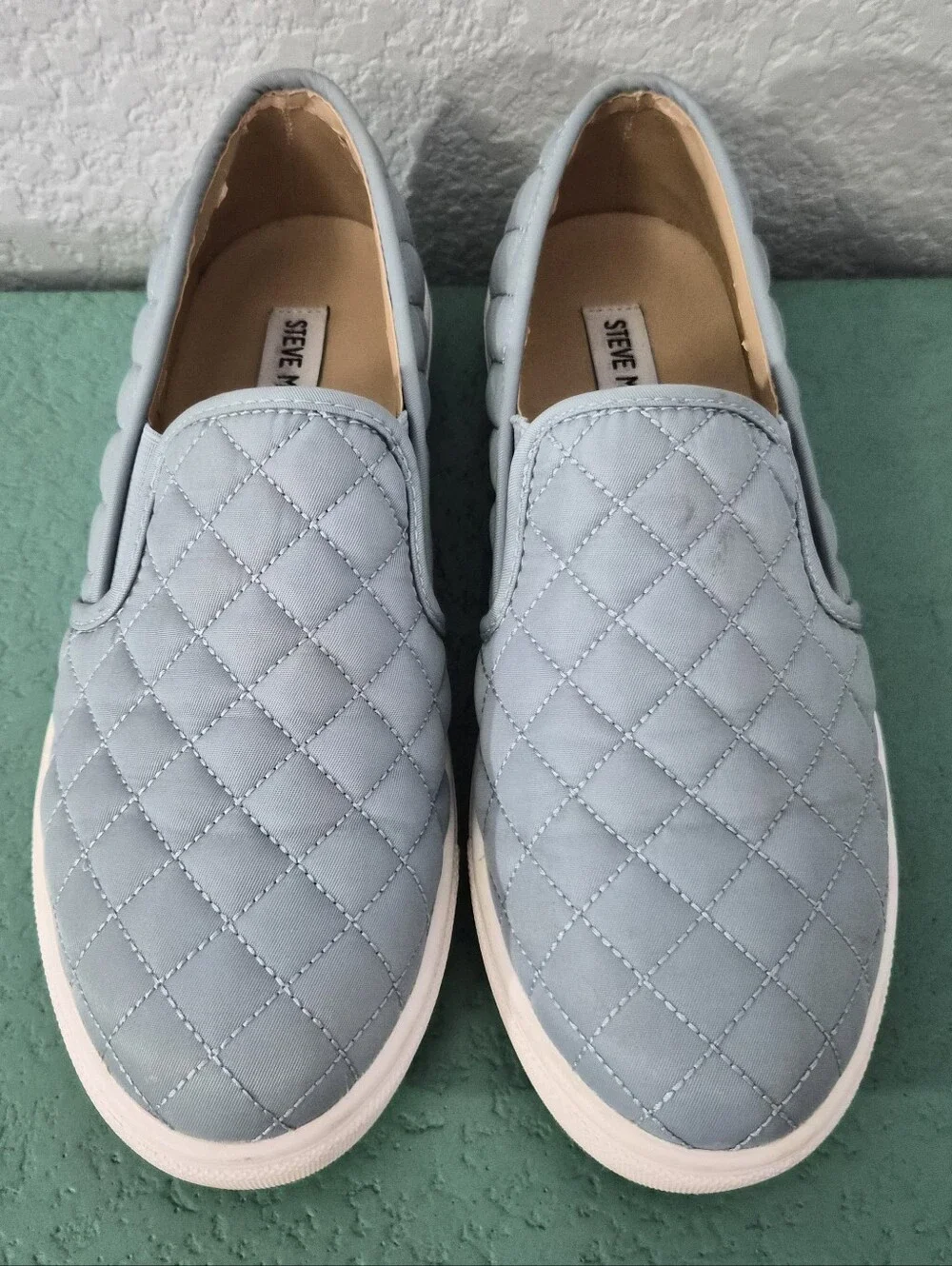Steve Madden Ecentric-Q Quilted Slip On Sneakers 8.5M Slate Blue Preppy Sporty